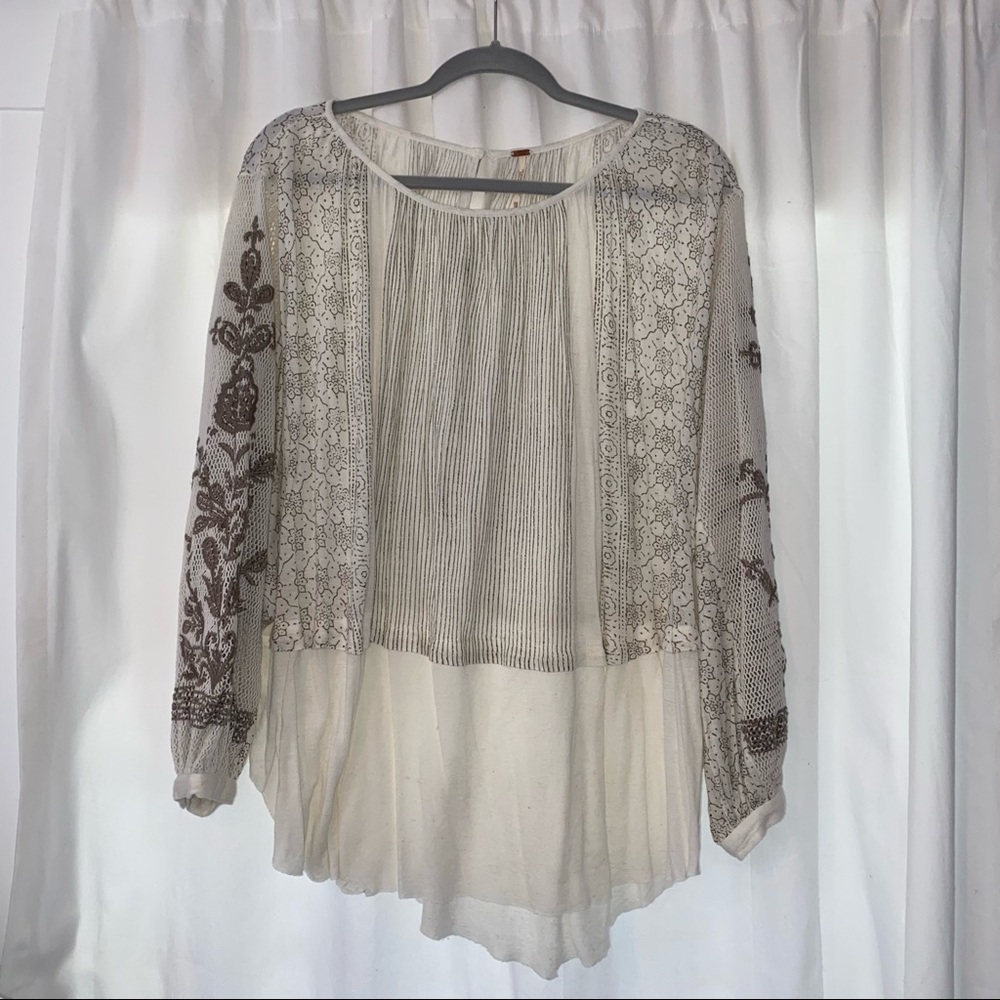 Free People Embroidered Flowy Top